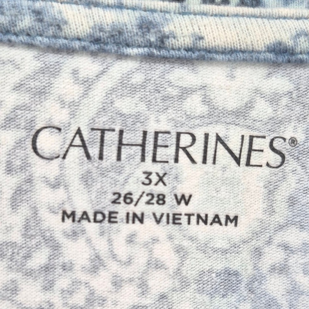 Catherines 3X Blue Medallion Paisley Print Top Plus Sz 26/28W Boho Peasant Knit - Picture 6 of 11